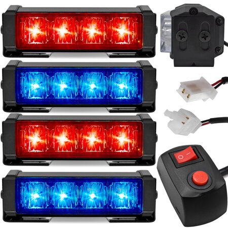 Diodowe koguty LED stroboskopy czerwono / niebieskie red / blue Hoalte 